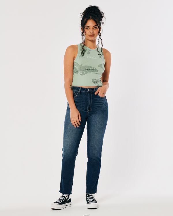 débardeur graphique à col montant femmes vert clair Hollister hauts RRRJX254