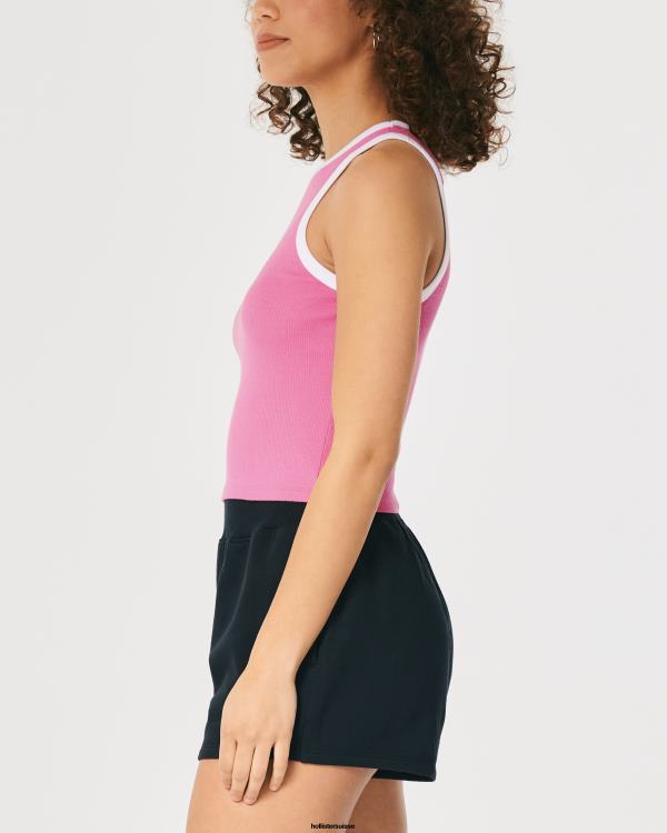 débardeur graphique hawaii côtelé à col montant femmes rose Hollister hauts RRRJX291