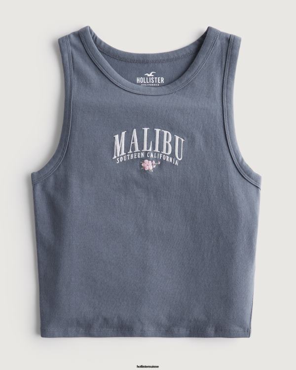 débardeur graphique malibu à col montant femmes bleu Hollister hauts RRRJX261