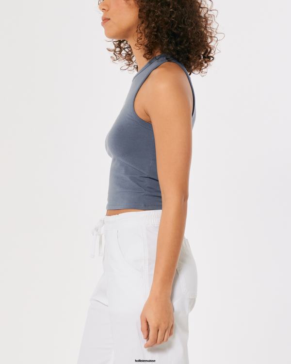débardeur graphique malibu à col montant femmes bleu Hollister hauts RRRJX261