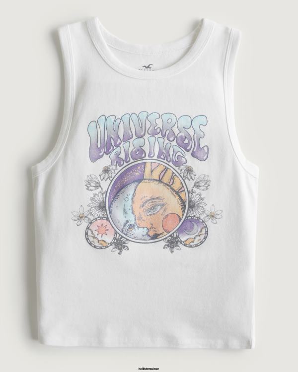 débardeur graphique montante à col montant femmes blanc Hollister hauts RRRJX371