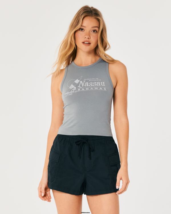 débardeur graphique nassau sailing à col montant femmes gris clair Hollister hauts RRRJX294