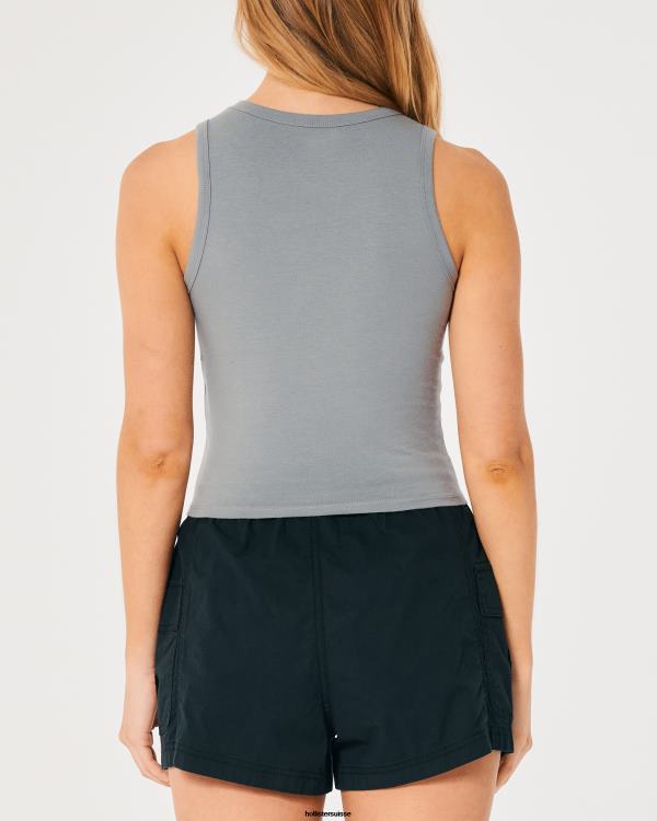 débardeur graphique nassau sailing à col montant femmes gris clair Hollister hauts RRRJX294