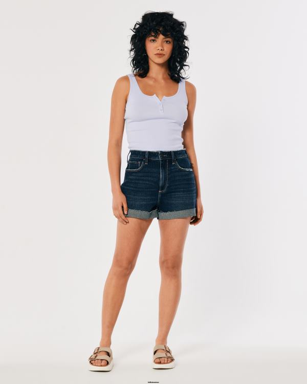 débardeur henley scoop côtelé femmes bleu clair Hollister hauts RRRJX255