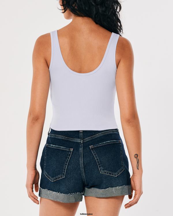débardeur henley scoop côtelé femmes bleu clair Hollister hauts RRRJX255