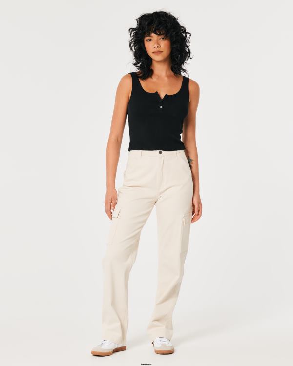 débardeur henley scoop côtelé femmes noir Hollister hauts RRRJX104