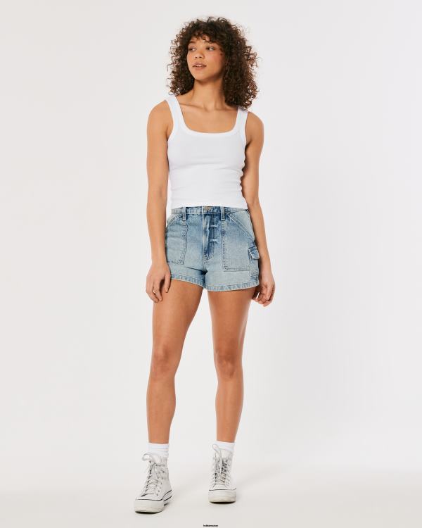 débardeur nervuré à encolure carrée femmes blanc Hollister hauts RRRJX193