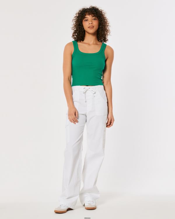 débardeur nervuré à encolure carrée femmes vert Hollister hauts RRRJX273