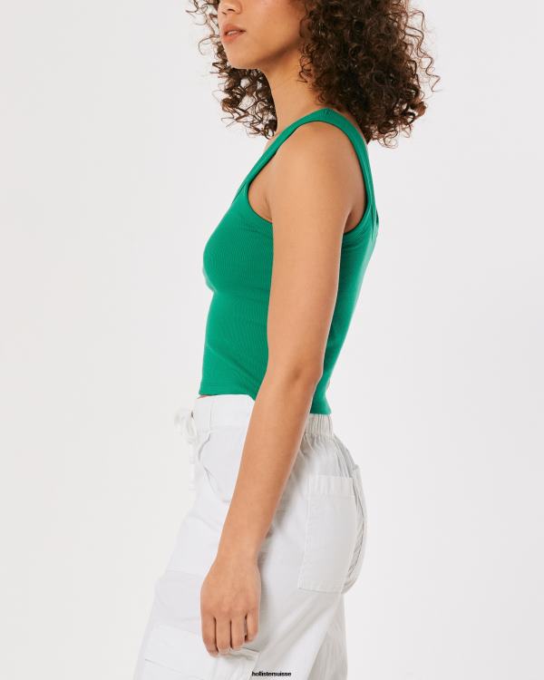 débardeur nervuré à encolure carrée femmes vert Hollister hauts RRRJX273