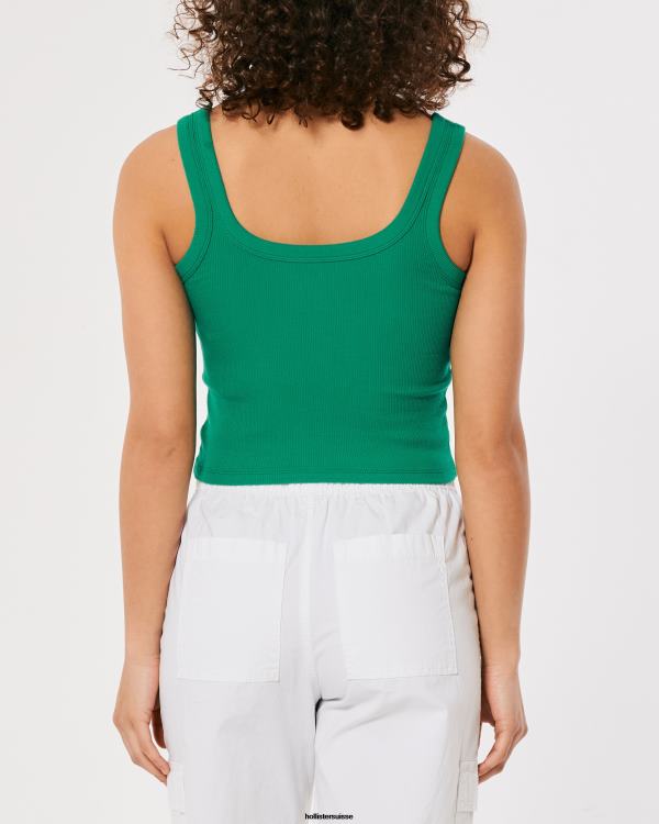 débardeur nervuré à encolure carrée femmes vert Hollister hauts RRRJX273