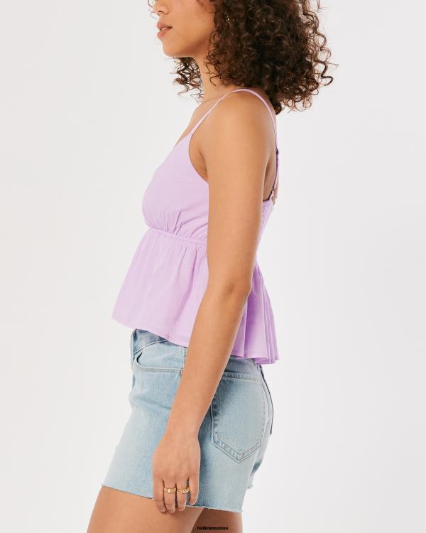 débardeur nuisette femmes violet clair Hollister hauts RRRJX405