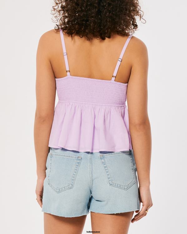 débardeur nuisette femmes violet clair Hollister hauts RRRJX405