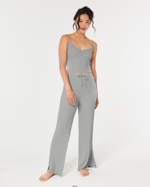 gilly hicks débardeur de nuit en jersey bordé de dentelle côtelée femmes gris clair Hollister bas RRRJX442
