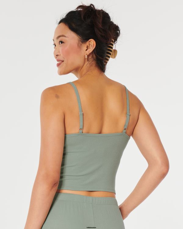 gilly hicks débardeur de nuit en jersey bordé de dentelle côtelée femmes vert clair Hollister bas RRRJX101