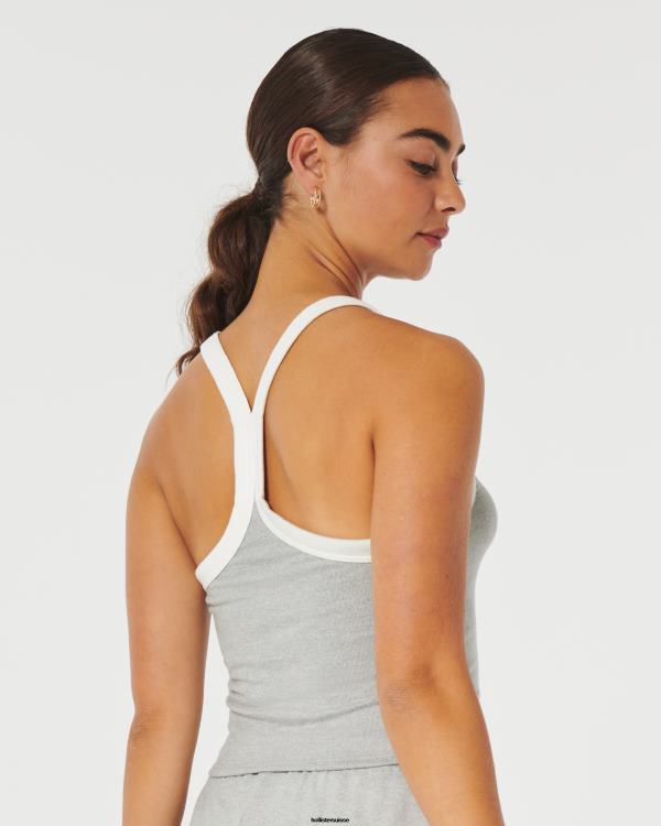 gilly hicks débardeur douillet femmes gris chiné clair Hollister hauts RRRJX454