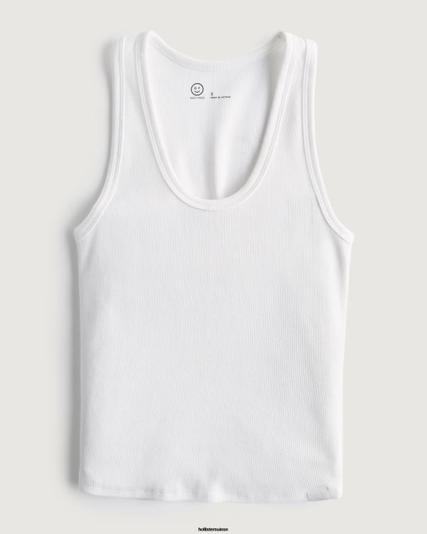 gilly hicks débardeur en coton côtelé active essentials femmes blanc Hollister hauts RRRJX287