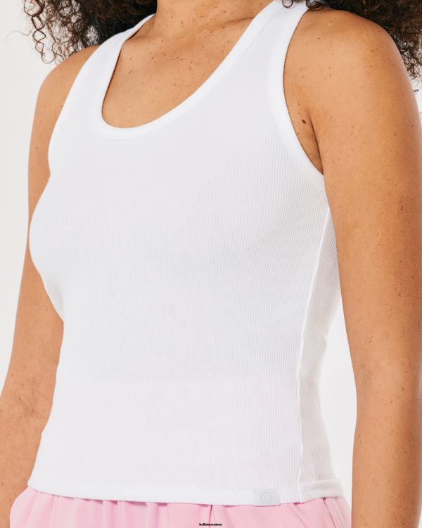 gilly hicks débardeur en coton côtelé active essentials femmes blanc Hollister hauts RRRJX287