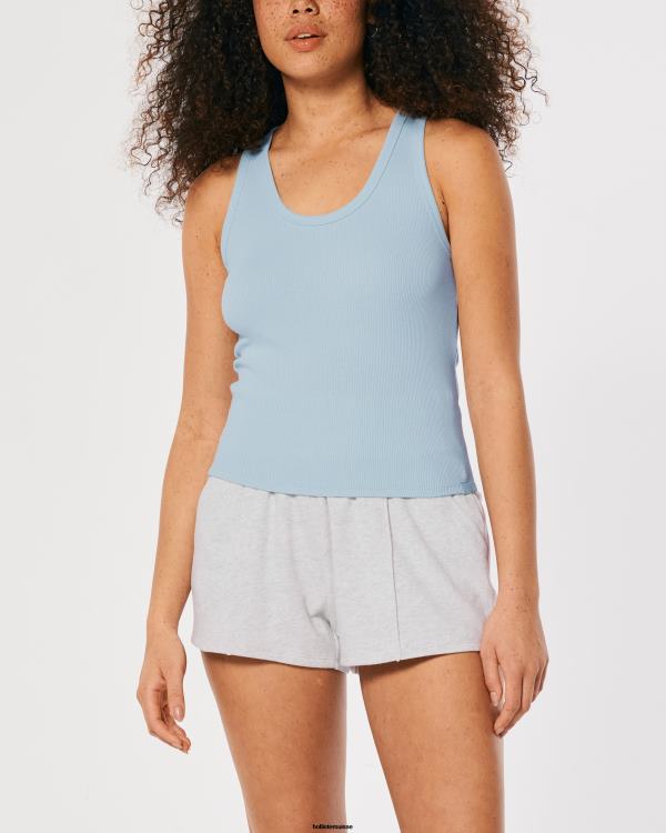 gilly hicks débardeur en coton côtelé active essentials femmes bleu clair Hollister hauts RRRJX415