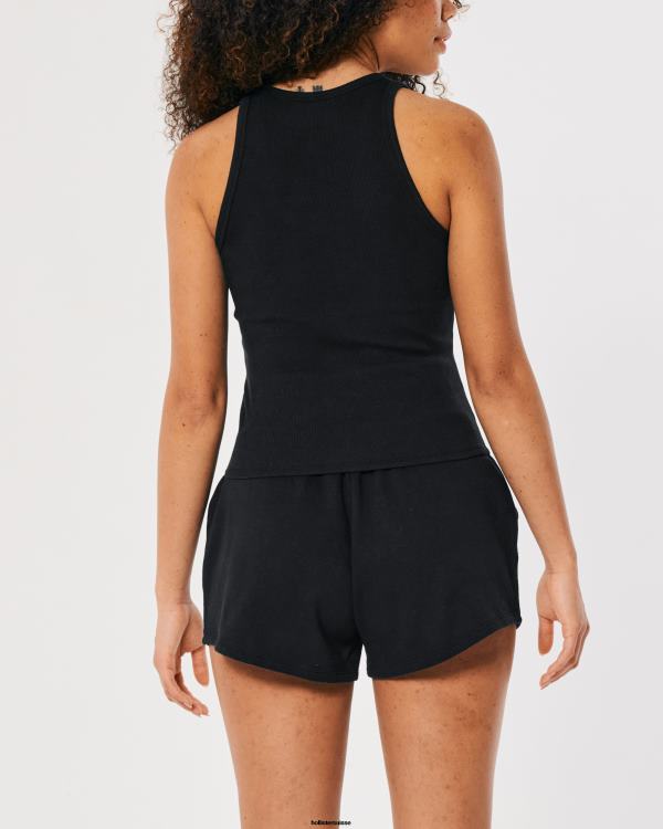 gilly hicks débardeur en coton côtelé active essentials femmes noir Hollister hauts RRRJX216