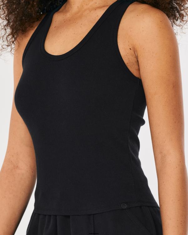 gilly hicks débardeur en coton côtelé active essentials femmes noir Hollister hauts RRRJX216
