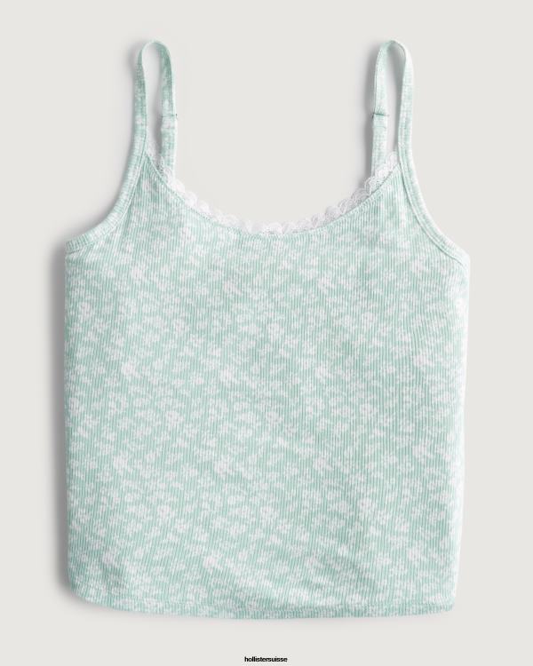 gilly hicks débardeur en jersey côtelé femmes fleuri vert menthe Hollister hauts RRRJX450