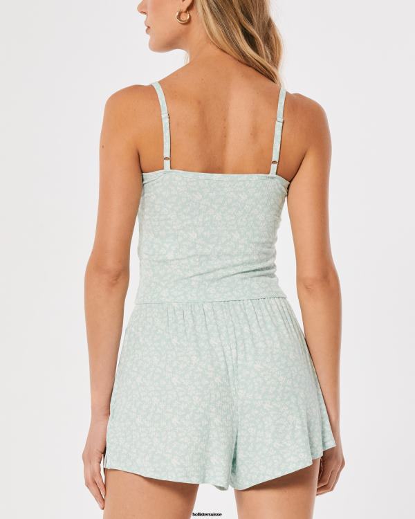 gilly hicks débardeur en jersey côtelé femmes fleuri vert menthe Hollister hauts RRRJX450