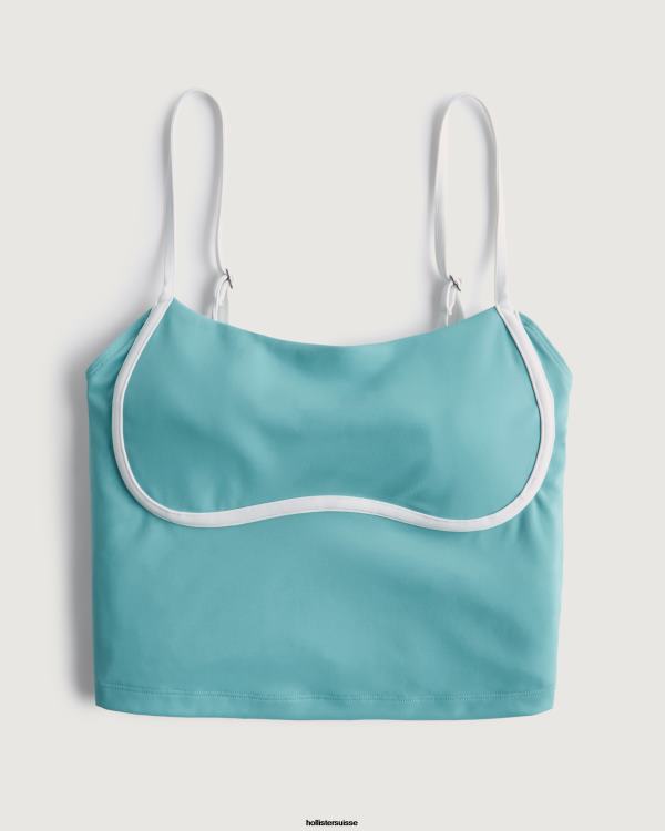 gilly hicks débardeur à pointe énergisante active femmes turquoise Hollister hauts RRRJX386