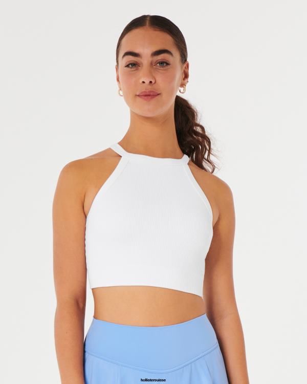 gilly hicks haut de soutien-gorge côtelé sans coutures à col montant femmes blanc Hollister hauts RRRJX285