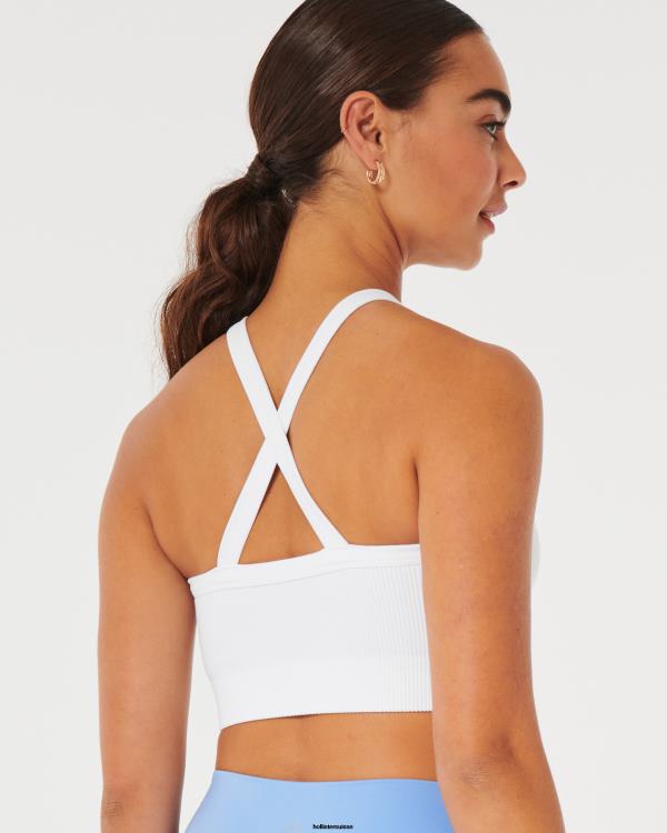 gilly hicks haut de soutien-gorge côtelé sans coutures à col montant femmes blanc Hollister hauts RRRJX285