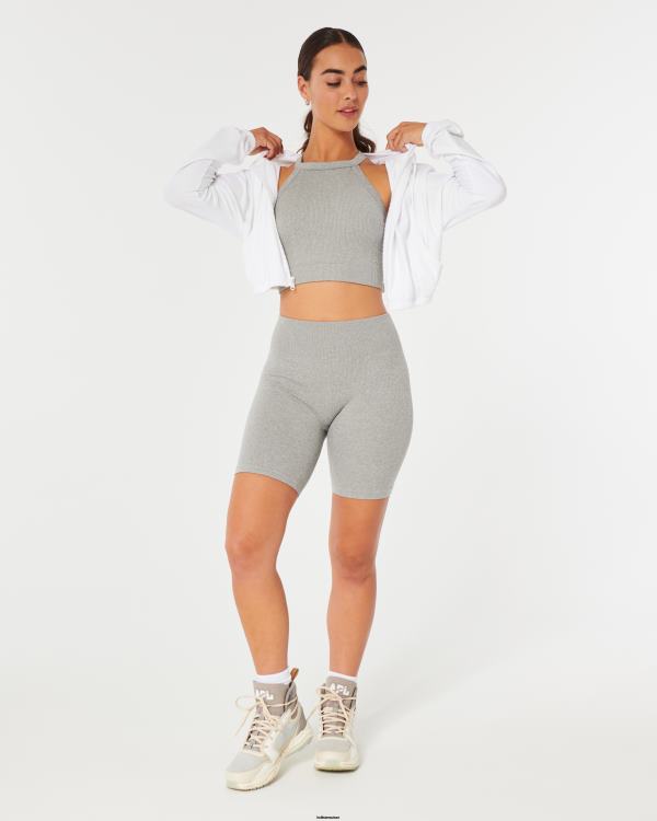 gilly hicks haut de soutien-gorge côtelé sans coutures à col montant femmes gris chiné Hollister hauts RRRJX331