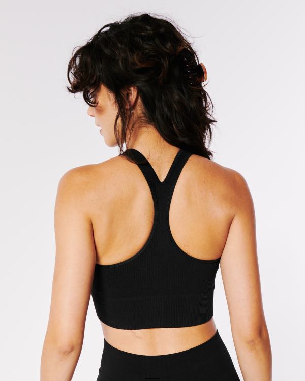 gilly hicks haut de soutien-gorge long sans couture côtelé à col montant femmes noir Hollister hauts RRRJX455