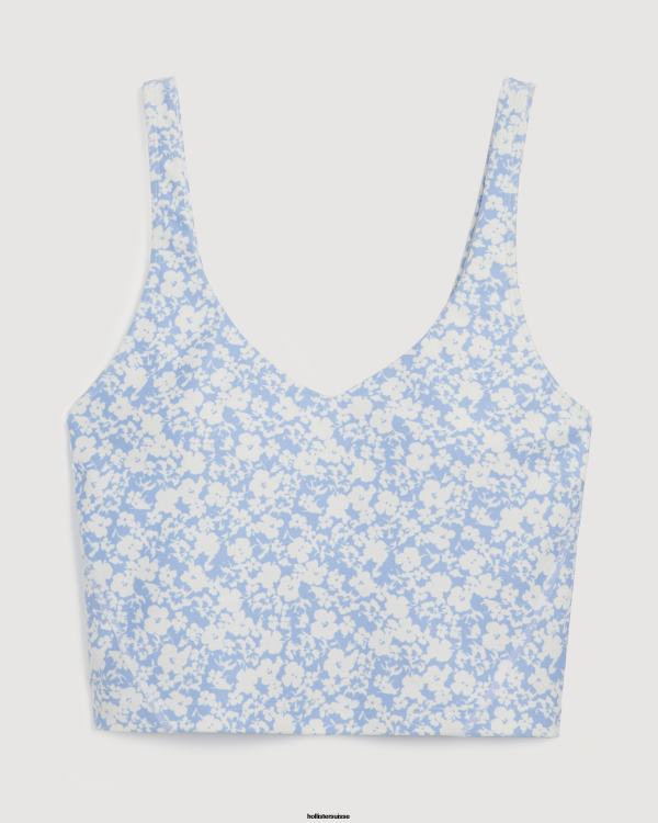 gilly hicks réservoir plongeant à recharge active femmes fleuri bleu clair Hollister hauts RRRJX300