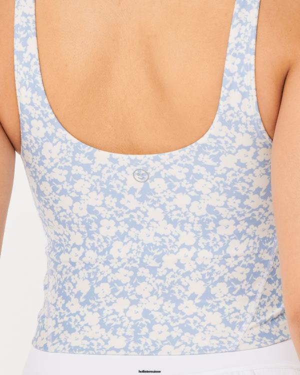 gilly hicks réservoir plongeant à recharge active femmes fleuri bleu clair Hollister hauts RRRJX300