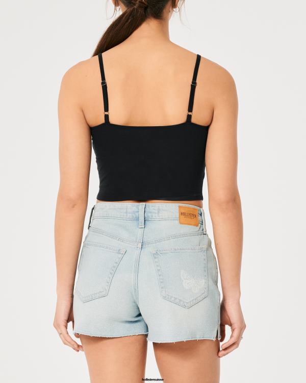 haut corset à buste froncé femmes noir Hollister hauts RRRJX269