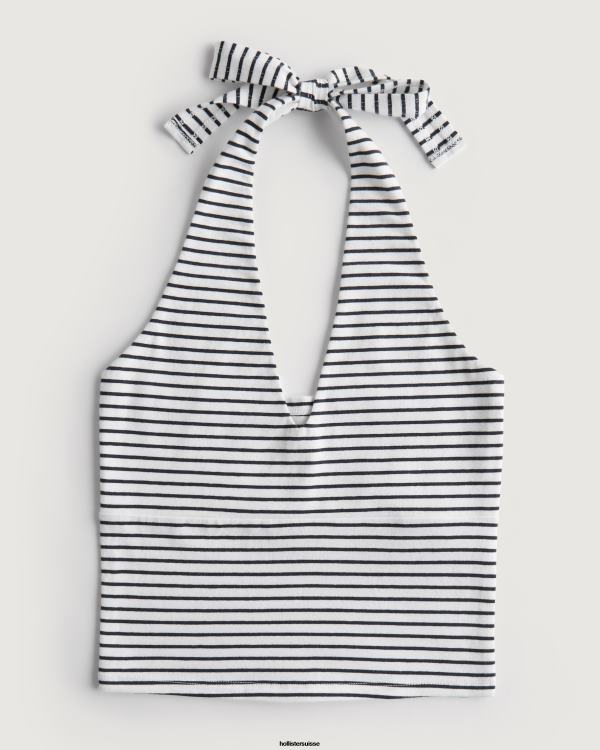 haut dos nu à encolure en v femmes bande blanche Hollister hauts RRRJX380