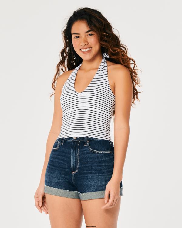 haut dos nu à encolure en v femmes bande blanche Hollister hauts RRRJX380