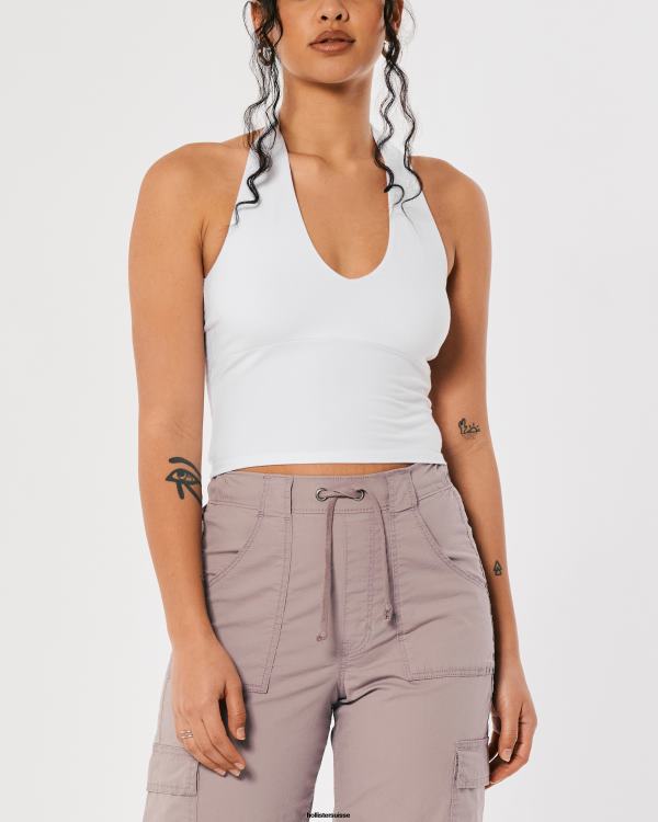 haut dos nu à encolure en v femmes blanc Hollister hauts RRRJX157
