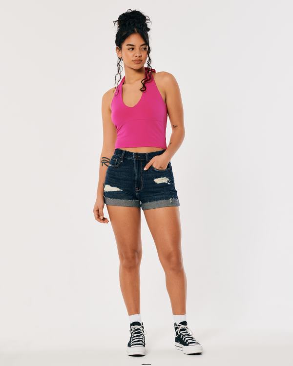haut dos nu à encolure en v femmes rose Hollister hauts RRRJX218