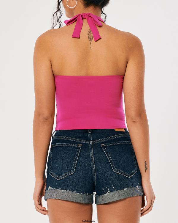 haut dos nu à encolure en v femmes rose Hollister hauts RRRJX218