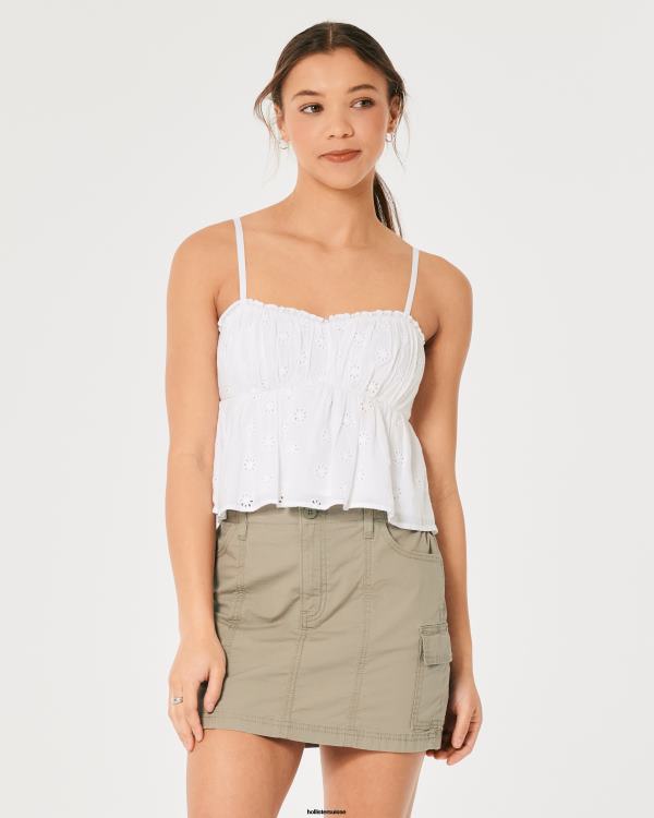 haut nuisette à œillets femmes blanc Hollister hauts RRRJX171