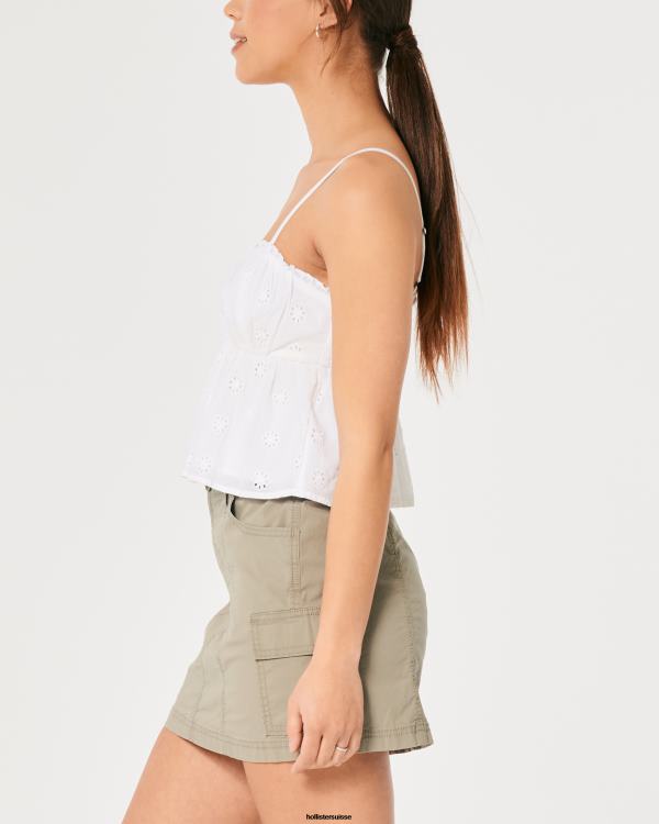 haut nuisette à œillets femmes blanc Hollister hauts RRRJX171
