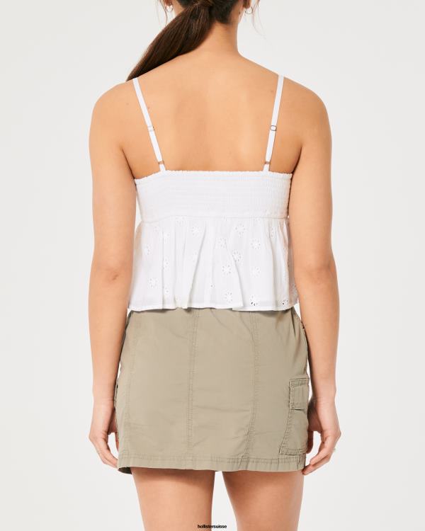 haut nuisette à œillets femmes blanc Hollister hauts RRRJX171