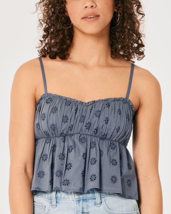haut nuisette à œillets femmes bleu Hollister hauts RRRJX319