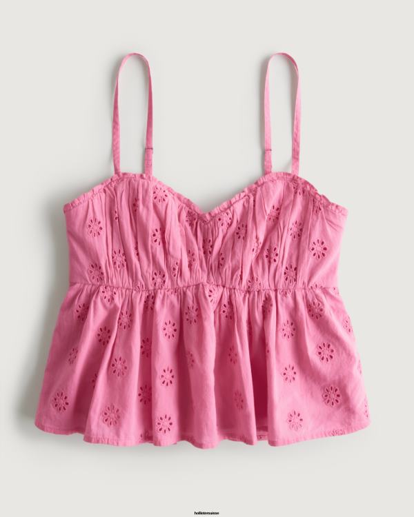 haut nuisette à œillets femmes rose Hollister hauts RRRJX262