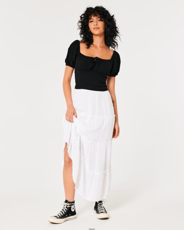 top noué à manches courtes femmes noir Hollister hauts RRRJX117