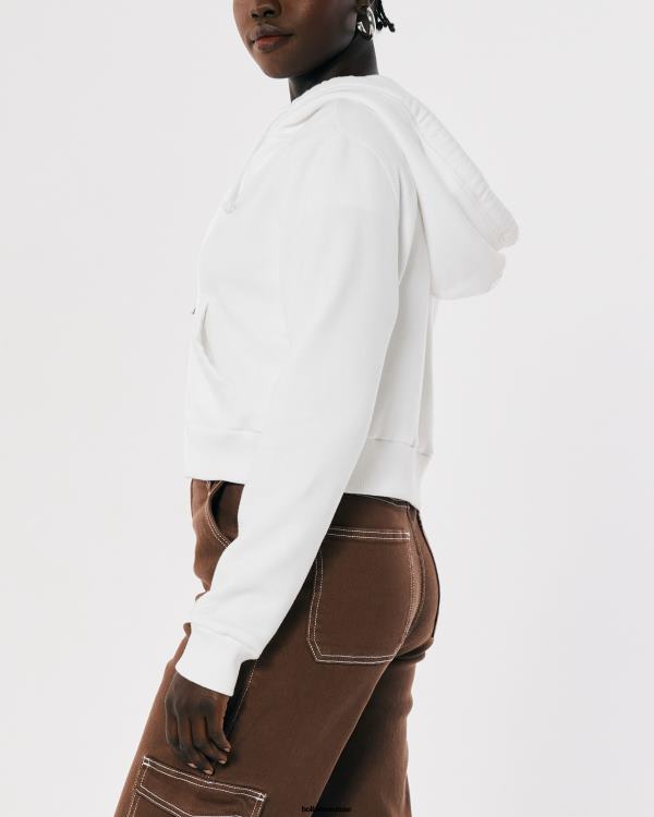 feel good mini sweat à capuche entièrement zippé femmes blanc Hollister hauts RRRJX239