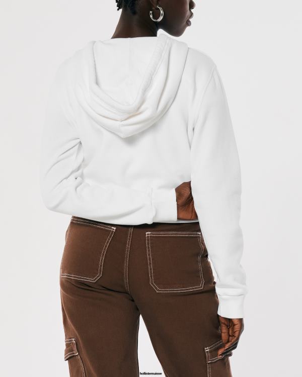 feel good mini sweat à capuche entièrement zippé femmes blanc Hollister hauts RRRJX239