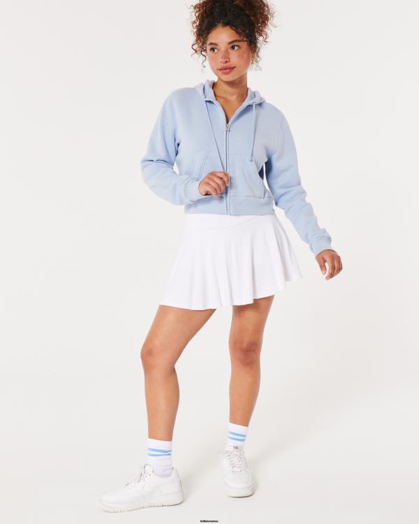 feel good mini sweat à capuche entièrement zippé femmes bleu clair Hollister hauts RRRJX281