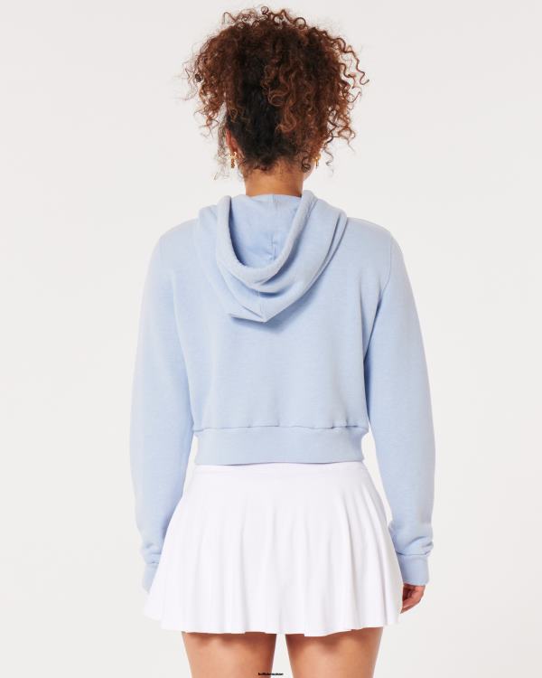 feel good mini sweat à capuche entièrement zippé femmes bleu clair Hollister hauts RRRJX281