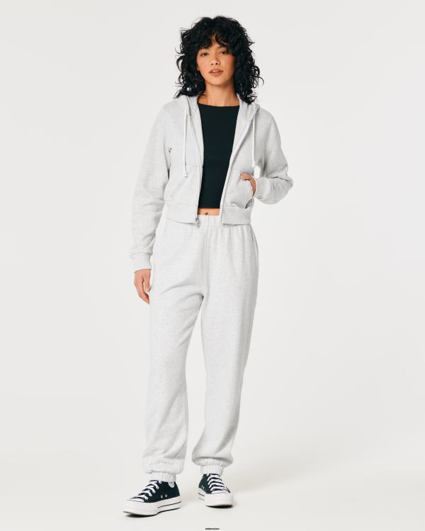 feel good mini sweat à capuche entièrement zippé femmes gris chiné clair Hollister hauts RRRJX90